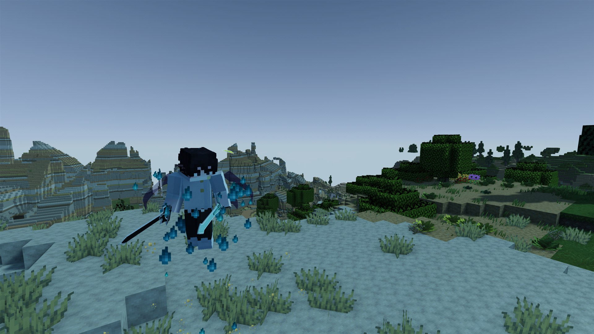 Armed player exploring a modded wilderness